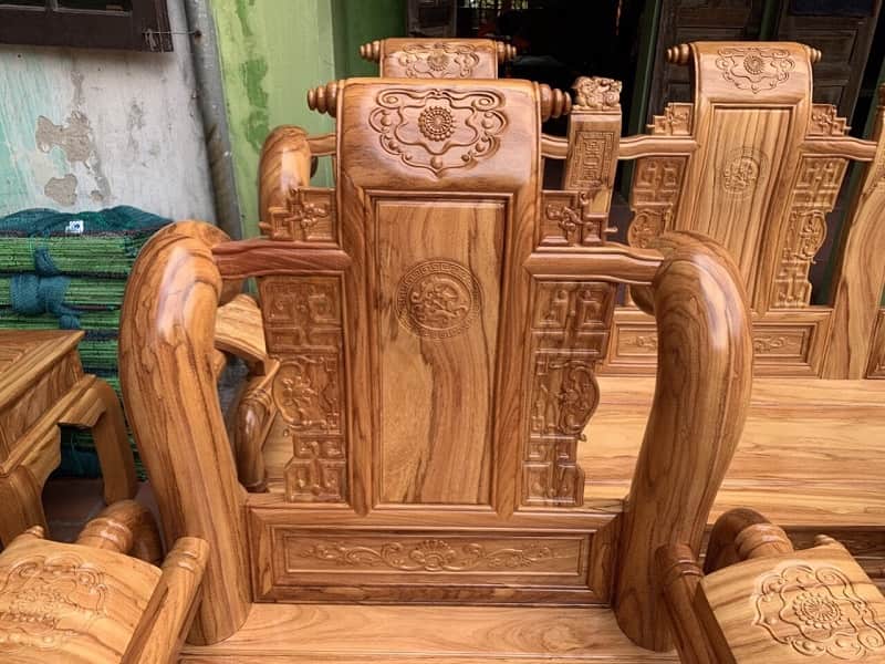 Chi tiết về bộ bàn ghế Tần Thủy Hoàng gỗ gụ 